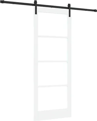 Produktbild von vidaXL Schiebetür ORKDAL Weiß 83 x 211 cm Massivholz Kiefer und Glas
