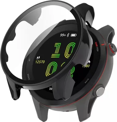 Produktbild von Strap-it Schutzhülle – Hülle mit Displayschutzfolie aus Glas – Passend für Garmin Forerunner 255 (Schwarz)