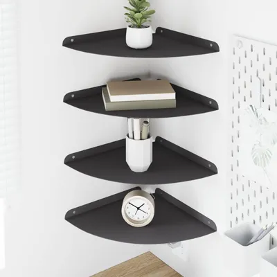 Obrázok produktu pre Maison Exclusive – Zavesená polica so 4 policami, čierna, 30 x 30 x 2 cm