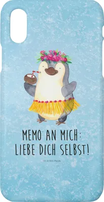 Produktbild von Mr. & Mrs. Panda Iphone 10 Handyhülle Pinguin Kokosnuss - Eisblau - Geschenk, X, Urlaub, Cover, Hawaii, Handy, Hülle