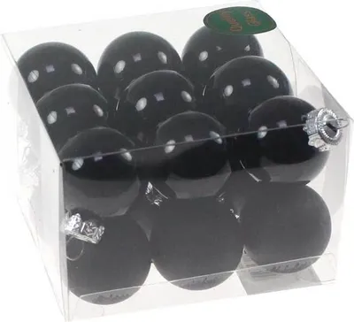 Produktbild von 18 Christbaumkugeln Glas Weihnachtskugel Kugel 30mm 3cm Baumschmuck Weihnachten, Farbe:schwarz glanz/matt