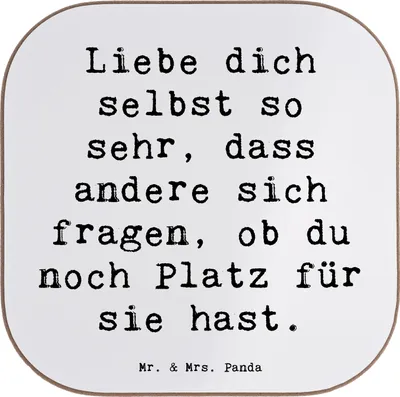 Produktbild von Mr. & Mrs. Panda Holzuntersetzer Spruch Selbstakzeptanz Liebe - Weiß - Geschenk, Glück, Stimmungen, Motivation, gläseruntersetzer, Selbstliebe, Untersetzer Gläser, Gefühl