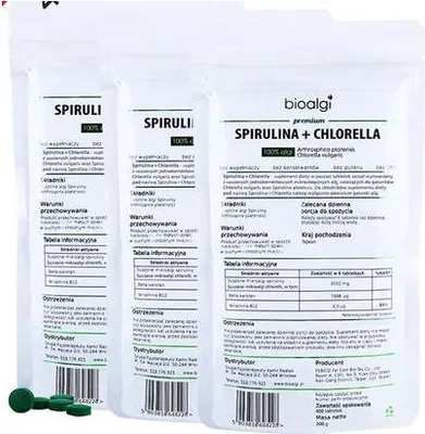 Immagine prodotto di 3x Bioalghe Spirulina + Clorella 400 compresse