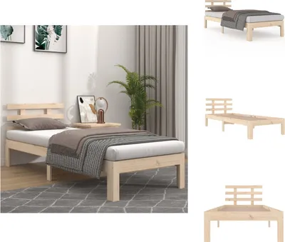 Image de vidaXL Lit en bois massif 90x200 cm - Lits et cadres de lit