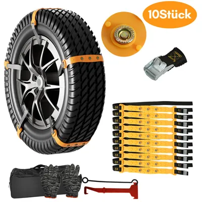 Image de Bettizia Chaînes à neige 10 pièces Aide au démarrage Voiture Antidérapante Crampons Chaînes universelles pour pneus de largeur 165-275 mm pour la plupart des voitures Camions SUV