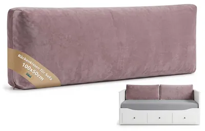 Produktbild von Rückenkissen Sofa mit Füllung und Bezug – Sofakissen Samt 100x50 cm Rosa