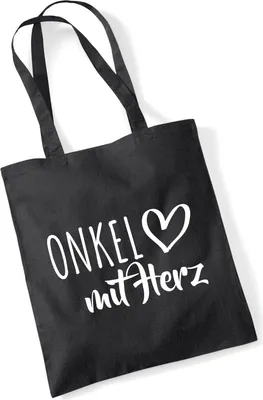 Produktbild von Huuraa Jutebeutel Onkel mit Herz 10 Liter Black Baumwolle Tasche Geschenkidee
