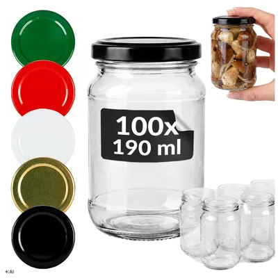 Zdjęcie produktu dla SUPERBUTELKI - 100x Słoiki na przetwory, szklane 190 ml Jacuś na przetwory, dżemy, konfitury, miód