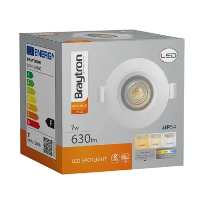 Produktbild von Braytron LED Einbaustrahler IP54 LED Spot 7W 3CCT Bad Einbauspot schwarz Feuchtraum 630 Lumen Weiß