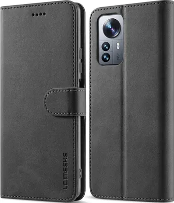 Image de Etui pour Xiaomi 12 Lite, étui en cuir avec fermeture magnétique et support, étui de protection noir