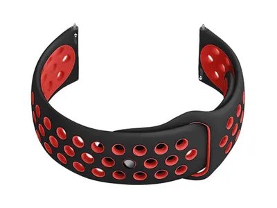 Image de Bracelet caoutchouc pour smartwatch U11 - noir/rouge - 22mm