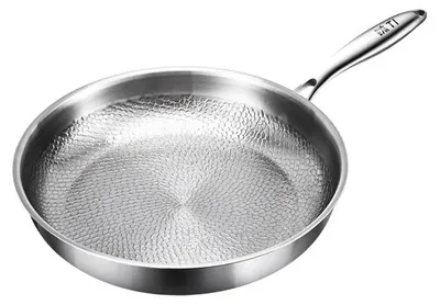 Obrázok produktu pre Titánová panvica z nehrdzavejúcej ocele – Wok – S nepriľnavým povrchom – Bez povrchovej úpravy – Vhodná na indukčné a plynové sporáky – Veľkosť 16–25 cm