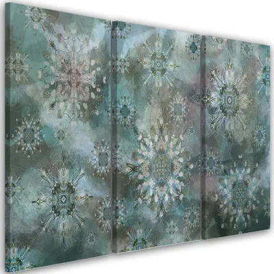 Produktbild von Triptychon auf leinwand sternmosaik 120x80 cm Feeby türkis wandbild bereit zum aufhängen