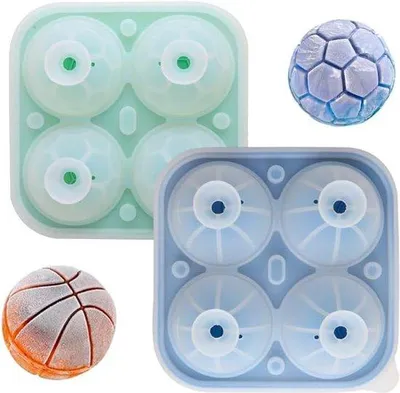 Image de Moules à glaçons Famanu, avec couvercle, lot de 2, en silicone, forme sphérique, pour de gros glaçons parfaits pour les cocktails