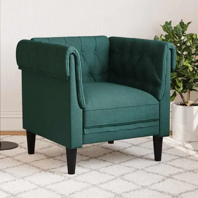 Produktbild von Dunkelgrüner Chesterfield-Sessel aus Stoff