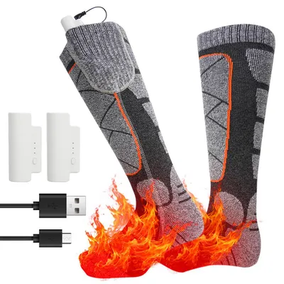 Produktbild von Beheizbare Socken, Heizsocken, Socken Beheizte, 3 Heizstufen bis 60°C, 2×2200mAh Akku bis zu 8,5 Std. Laufzeit, Warme Füße bei Kälte, Winter & Outdoor