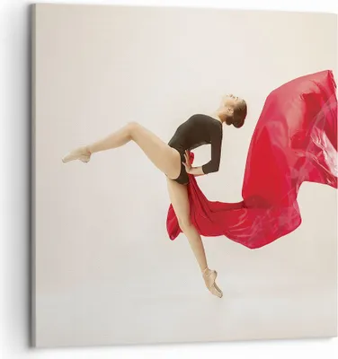 Produktbild von Bild auf Leinwand - Leinwandbild - Einteilig - Ballerina Tanz Rot - 50x50cm - Wand Bild - Wanddeko - Wandbilder - Leinwanddruck - Bilder - Wanddekoration - Leinwand bilder - Wandbild - AC50x50-4437