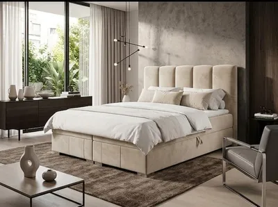 Produktbild von Boxspringbett OSLO 140 cm x 200 cm MAGIC VELVET 2201 -hellbeige  Bett mit zwei Bettkästen und H3 Matratze,Komplett-Set mit Matratze und Topper.