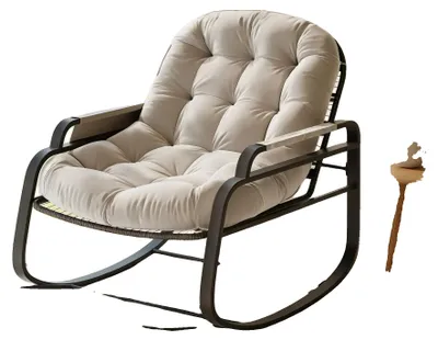 Produktbild von Schaukelstuhl, klappbarer Fußstütze, Stauraum-Armlehnen, Beige