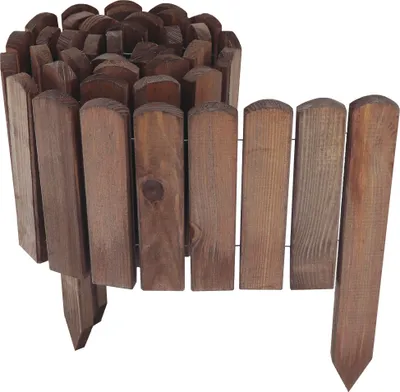 Produktbild von 5 x Holz Rollzaun Dunkelbraun 40x200 cm Beeteinfassung für Beet-& Rasenabgrenzungen I Flexible Beetumrandung für Wege