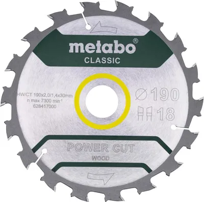 Produktbild von Metabo Sägeblatt power cut wood - classic, 190x30, Z18 WZ 5° /B