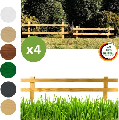 Produktbild von Floranica Gartenzaun 4 stk. 20 cm x 100 cm Natur Steckzaun Zierzaun Friesenzaun zum Stecken Vorgartenzaun