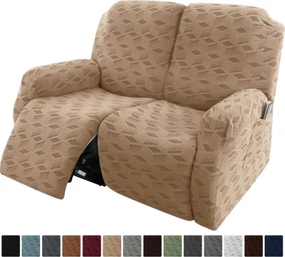 Produktbild von Hussen – Elastischer Sofabezug für Relaxsessel, 2-Sitzer (2-teilig), Khaki, Vollständiger Sofaschoner fürs Wohnzimmer