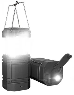 Image de Lampe solaire portable Unyqoos® – Batterie de 3000 mAh, lanterne LED à 360° avec fonction lampe de poche, chargement USB/Micro-USB, pliable, étanche IPX4, en ABS