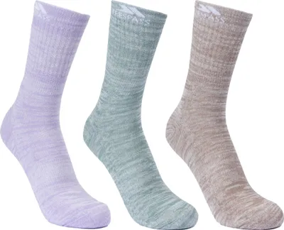 Image de Trespass Chaussettes de randonnée Helvellyn pour femmes, pack de 3 TP4506 (39-42 UE) (Vert épicéa/ Avoine/ Gelsomino chiné)