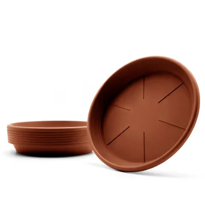 Produktbild von BigDean 10 Stück Blumentopf Untersetzer Ø 24,5 cm in Terracotta – Topfuntersetzer aus robustem Kunststoff & Europe