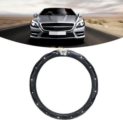 Immagine prodotto di Coprivolante da donna, grazioso, universale, antiscivolo, Finto cuoio, strass, auto, nero