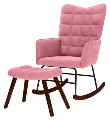Produktbild von Schaukelstuhl mit Fußstütze, Schaukelstuhl, rosa Samt