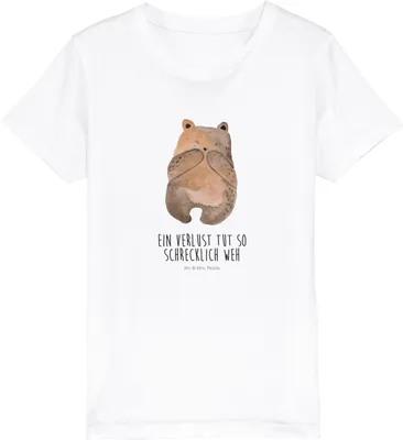 Produktbild von Mr. & Mrs. Panda Kleinkinder T-Shirt Bär Verlust 5-6 Jahre (110/116) - Weiß - Geschenk, Kinder-T-Shirt, Organic Kinder, Teenager, Kindershirt, Teddy, für