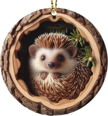 Produktbild von Tier-Weihnachtsornament, rustikale 2D-Hängedekoration aus Acryl, rund, Waldtier-Ornament für Weihnachtsbaumdekoration, Andenken, Geschenk für Tierliebhaber