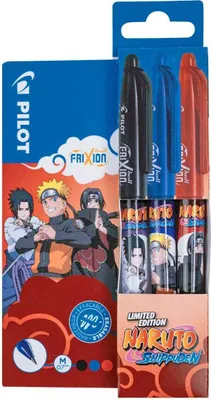 Produktbild von PILOT FRIXION Ball Naruto Tintenroller farbsortiert mit Muster 0,35 mm, Schreibfarbe: farbsortiert, 3 St.