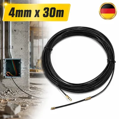 Produktbild von Kabeleinziehhilfe 30m Nylon 4mm Einziehspirale biegsam Schwarz für Elektrokabel