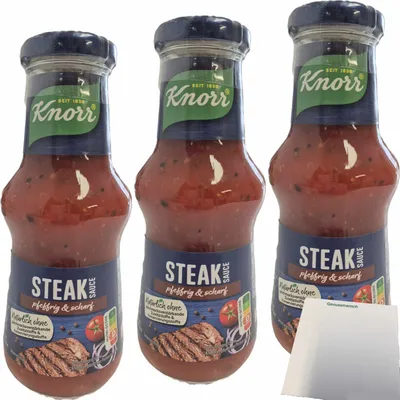 Produktbild von Knorr Steak Sauce 3er Pack (3x250ml Glas) + usy Block