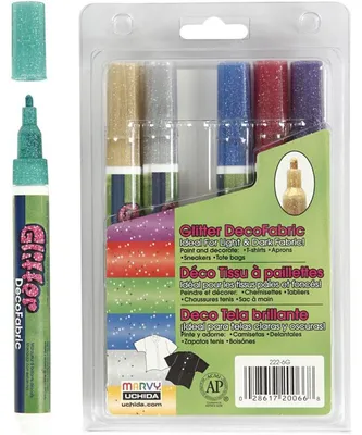 Produktbild von Creativ Company Glitzer Textilmarker Set 6 Stück - Textilstifte