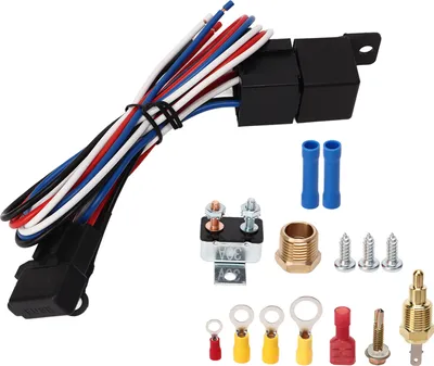 Image de Kit de câblage du thermostat du ventilateur de radiateur,Kit de relais du ventilateur de radiateur de refroidissement électrique,Kit de relais du ventilateur électrique,Kit de câblage du ventilateur électrique,Kit de thermostat du ventilateur de refroidissement électrique,Kit de relais du thermostat du ventilateur de radiateur