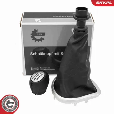 Produktbild von ESEN SKV Schaltknauf 6-Gang Schalthebelknauf Schwarz/Silber Kunststoff Synthetikleder für RENAULT Clio III Schrägheck (BR0/1, CR0/1) SCÉNIC II (JM0/1)