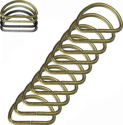 10 stabiler Halbringe D-Ringe Metallring altmessing 38 (32) x 22 x 3 mm