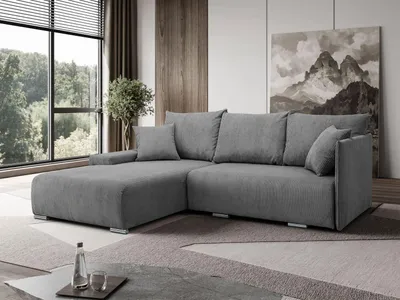 Produktbild von FurMeb24 ECKSOFA LAVANO L-form 246 x 188 cm - HELLGRAU - mit schlaffunktion und bettkasten