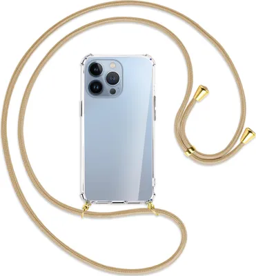 Produktbild von Handykette Backcover-Schutzhülle mit Band (Metall goldfarben) für Apple iPhone 13 Pro - caramel