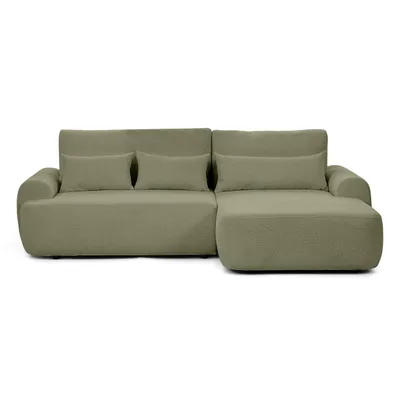 Produktbild von Ecksofa OLIVER mit Schlaffunktion & Bettkasten, Bouclé Grün, Eckseite rechts