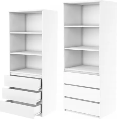 Produktbild von Kleiderschrank Mehrzweckschrank Regal 3 Schubladen Hochschrank R005 weiss