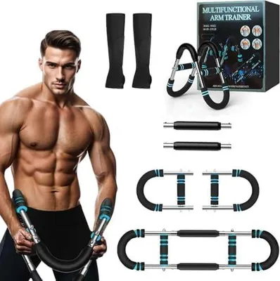 Produktbild von Twister Armtrainer, Verstellbares Brust Trainingsgerät Mit Armbandwächtern, U-förmiger Brusttrainer Männer, Tragbarer Federwiderstand mit Abnehmbarem Design, für zuhause, Büro & Reise