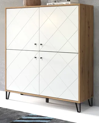Produktbild von trendteam Wohnen Highboard Touch Artisan Dub melamin/bílá matná hluboká zásuvka 123 x 136 x 40 cm