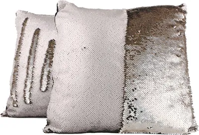 Produktbild von 4x Pailletten Kissenbezug Bi-Coliur Glitzerkissen Dekokissen Modekissen 40x40cm : Weiß & Champagner