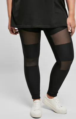 Obrázek produktu pro Dámské leginy Urban Classics Ladies Tech Mesh Rib Leggings black - 5XL