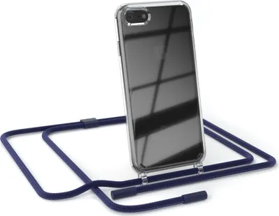 Produktbild von EAZY CASE Handykette für Apple iPhone SE 2020/2022, iPhone 7 / 8, Clear Case aus Silikon, mit Umhängeband, abnehmbare Endstücke, Handyband in Blau